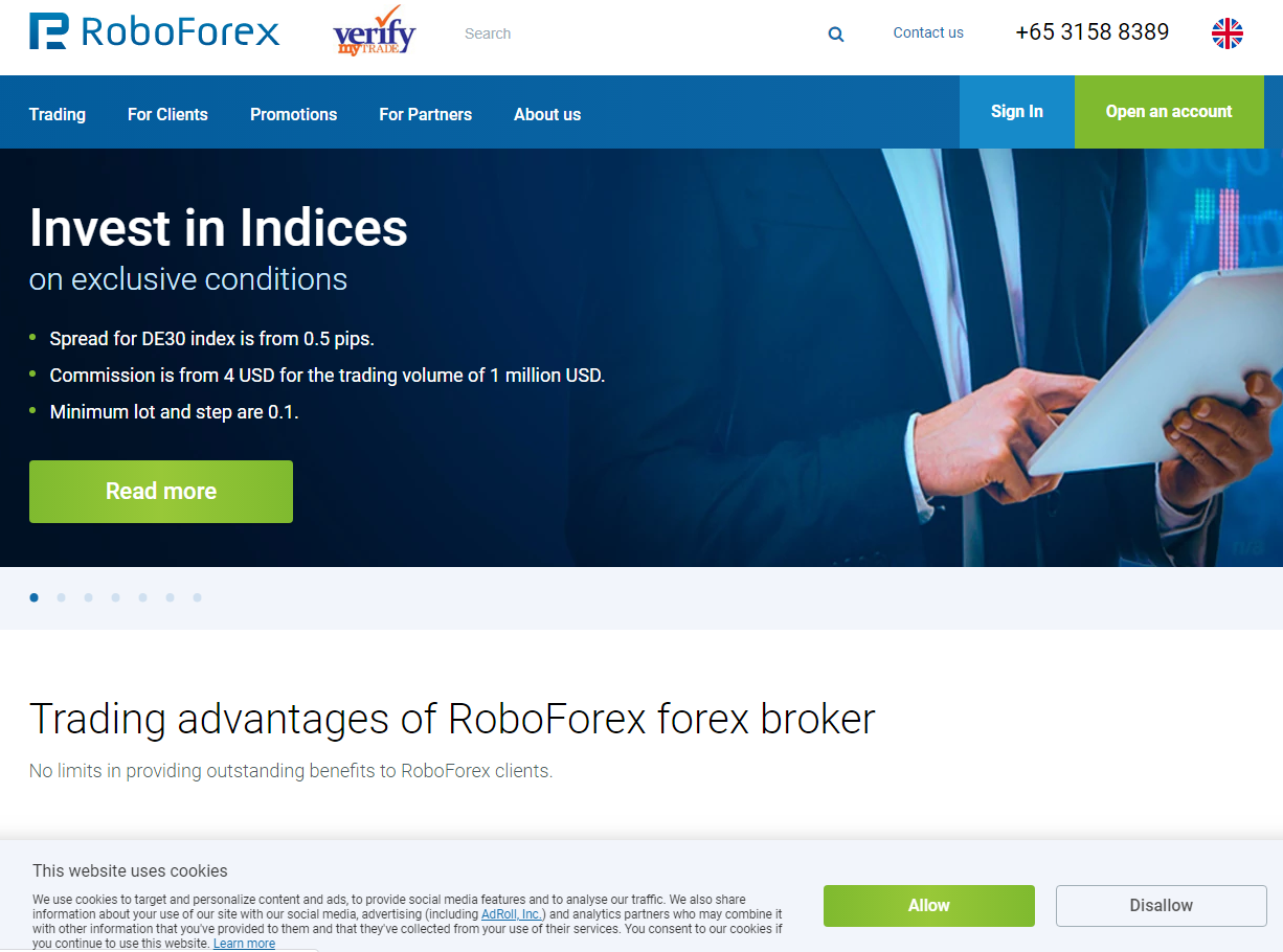 Screenshot of RoboForex (CY) Ltd